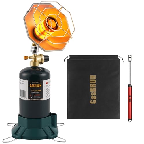 GasBRUH Portable Propane Heater with Windproof Lighter for Outdoor, Camping, Fishing, 6200BTU Outdoor Cordless Gas Heater for Camping,Tents,Hunting(TANK not Included)