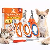 SILVERSTORE®️ 3 Kit Cortauñas para Mascotas Perros y Gatos - Cortauñas con Lima de Acero para Mascotas, Kit de 3 Piezas para Gatitos Perritos Todo Tipo de Mascotas pequeños y Grandes (Naranja)
