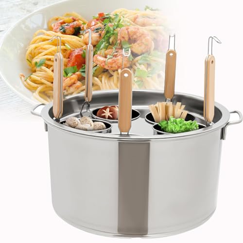 Generico Pentola per zuppa Multifunzionale con colino, utensile per Cucinare la Pasta con cestelli per colino, Set di Inserti per cuocipasta in Acciaio Inox, cestello per colino per Pasta Commerciale