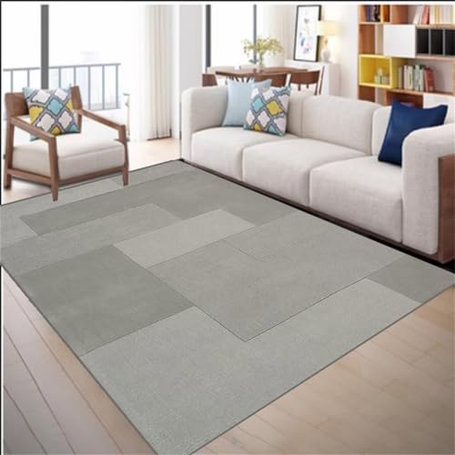 Tapis de chambre à coucher design géométrique gris lavable 120x160 pour décoration - 2