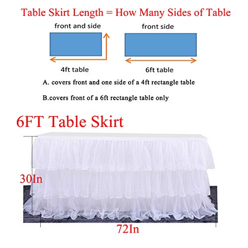 Leegleri White Tulle Tutu Table Skirt For Party,Baby Shower,Wedding Chiffon 3 Tier Ruffed Table Skirt For Rectangle Or Round Table thumb #4