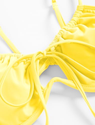 Image of ZAFUL Women High Cut Bikini Sets String Sexy Swimsuit Two Piece Underwire Bathing Suit Brazilian Cheeky Cut Out Cute Swimwear