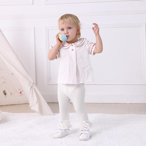 DREAM BUS 5 Pack Baby Pants Toddler Girl Ribbed Ruffle Bell Bottoms Toddler Leggings Baby Boy Pants Newborn Girl Flare Pants3