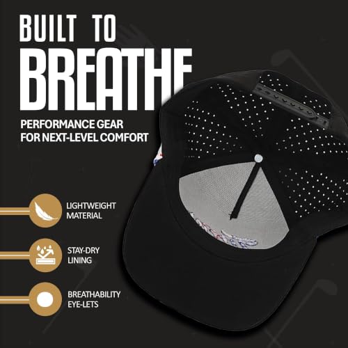 Image of Curves & Clubs Titties Golf Hat - Funny Golf Hat, Titties Hat - Funny American Hat - Men's Gifts (Cotton, White-Black)