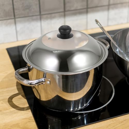 PRETYZOOM Thickened Stainless Steel Pot Lid with Transparent Vent for Overflow Prevention Round Frying Pan Cover for Kitchen Cooking Replacement for Skillets and Woks - Thumbnail 5