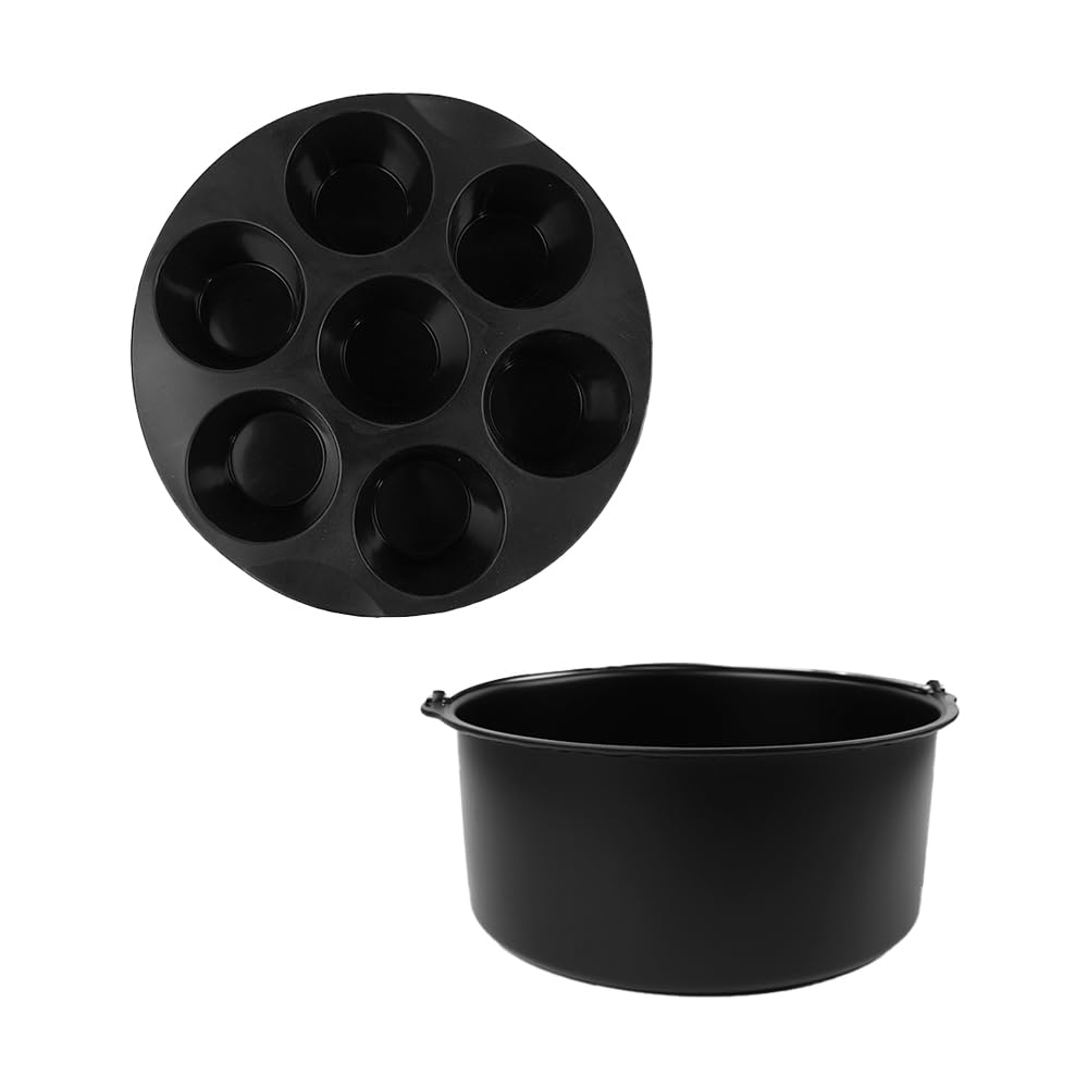 Kit de accesorios para freidoras sin aceite de 18 cm para modelos de 3,5 a 4,5 l, juego de 10 con bandejas cuadradas, cesta de silicona, revestimiento antiadherente, apto para lavavajillas