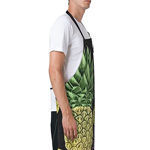 Lynsay Pineapple Printed Waterproof Apron, Men's And Women's Kitchen Cooking With Pockets Adjustable Soft Apron #TOP2