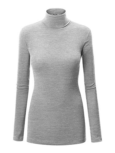 Image of Lock and Love Women's Turtleneck Top Lightweight Long Sleeve Slim Fit Pullover, Soft Rayon Stretch Layering Basic, S-3XL