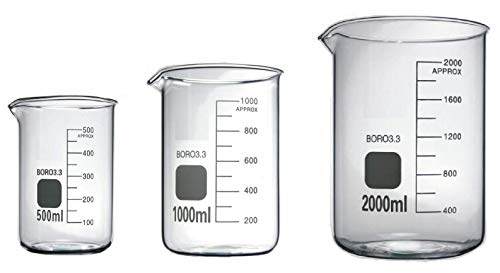 Rocwing - Maatbeker van borosilicaat 3.3 glas (500 ml + 1000 ml + 2000 ml)