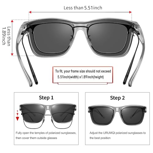 Image of URUMQI Polarized Sunglasses Fit Over Glasses for Men Women, Oversized Square Sun Glasses UV400 Protection