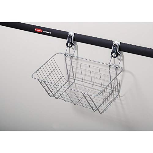 Rubbermaid Garage FastTrack Wire Mesh Basket Wall Mounted Storage System Holds up to 50 pounds Satin Nickel for Tool/Toy/Sports Equipment