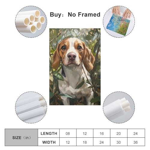Cuadro en lienzo de perro Beagle y póster impreso para decoración de dormitorio 50x75 2
