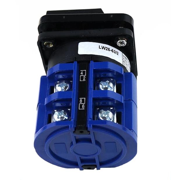 LW26-63/2 Rotary Switch 3 Postion (1-0-2) 690V 63A 2 Pole 4 Terminal Screw Changeover Cam Main Switch