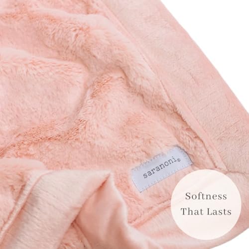 Image of Saranoni Luxury Receiving Blankets for Babies | Ultra-Soft Lush and Boutique Quality Baby Blanket | Peach Blush - 40 inch x 30 inch