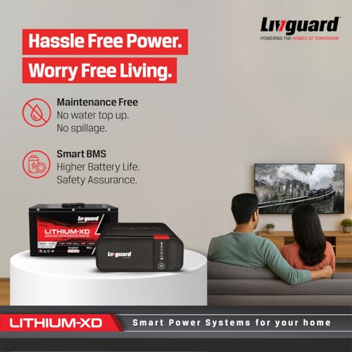 Image of Livguard Lithium XD Combo - 900VA Pure Sine Wave Inverter with 100Ah Li-ion Battery | 2X Fast Charging | 36 Months Warranty