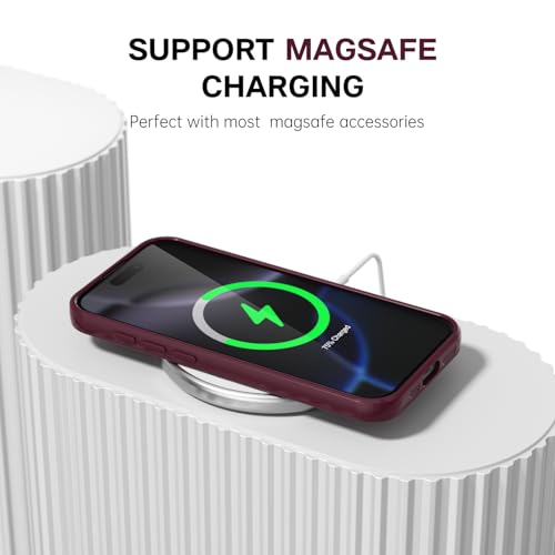 Coque Magsafe iPhone 16 Pro Max silicone bordeaux charge rapide