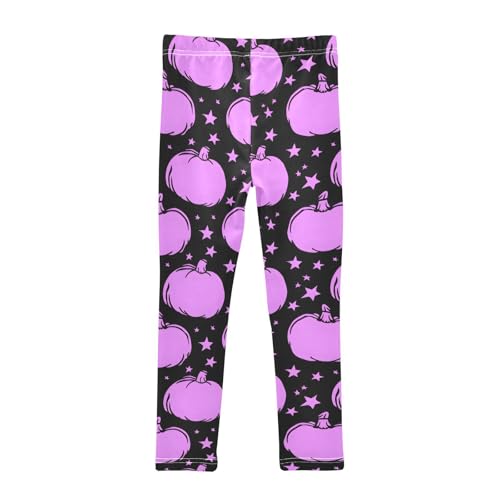 Purple Pumpkin Silhouette Print Girls Leggings Soft Stretch Workout Yoga Dance Pants for Kids Casual Tights2