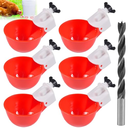 Abreuvoir pour Poule, Abreuvoir Automatique pour volaille, Lot de 6 Abreuvoir Poules, Distributeur d'eau pour Poule avec perceuse pour Poule, Canard, oie,...