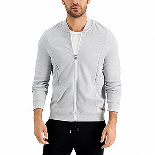 Alfani Mens Sweater Jacket Zip-Front Baseball Collar Gray 2XL Alfani Mens Sweater Jacket Zip-Front Baseball Collar Gray 2XL