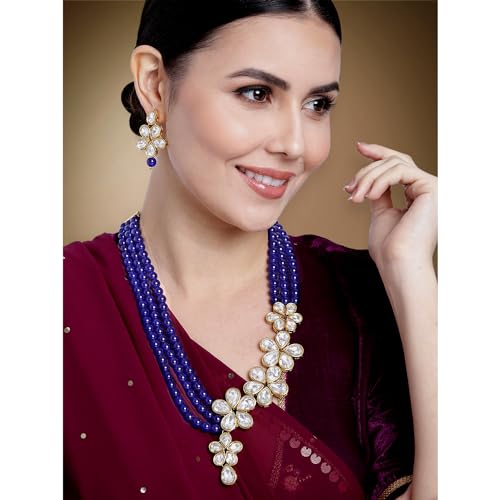 Image of Peora Crystal Faux Pearl Necklace & Jewellery Set Gift for Women