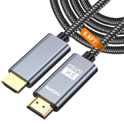 UCEC 6.6FT Cable HDMI 2.1 8K, 48Gbps Ultra High Speed Certified HDMI 8k Cable Cord for TV Compatible with PS5 PS4 Laptop PC 8K@60Hz 4K@144Hz 3D eARC