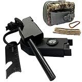 Qsxou Fire Starter Survival Tool, Portable Outdoor Magnesium Ferro Rods Striker,Flint and Steel with
