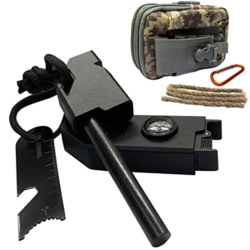 Qsxou Fire Starter Survival Tool, Portable Outdoor Magnesium Ferro Rods Striker,Flint And Steel With 16,000 Strikes,Multi-Use Kits With Sports Bag & Hook For Camping, Hiking And Backpacking #TOP25