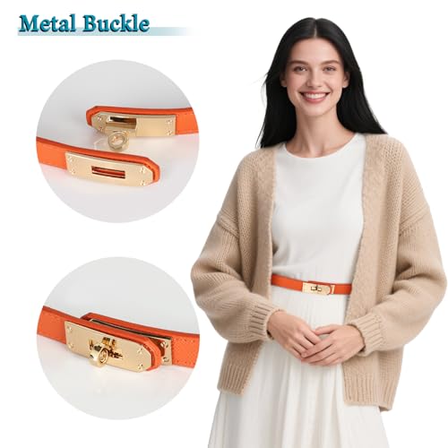 Image of Aurolran Women's Leather Belt with Buckle - Ideal for Dresses, Jeans, and Coats