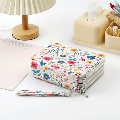 Image of Portable Colored 72 Slots Pencil case Organizer with Printing Pattern for Watercolor Pens, Pencil Case Organizer for Artist