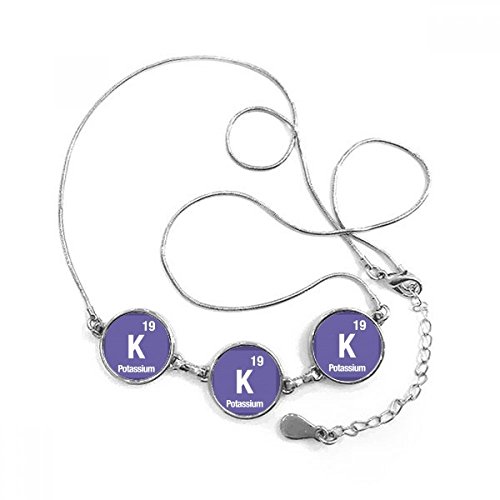 Collier rond élément chimique K Potassium et sa chaîne de décoration