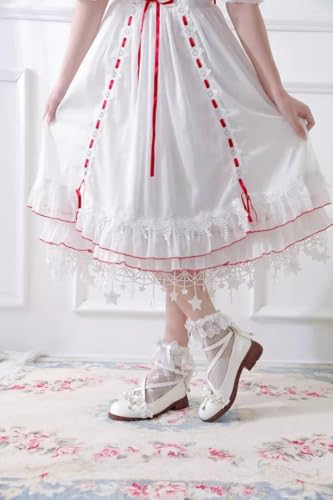 Cute Mary Jane Ballet Flats for Women Round Toe Cross Ankle Strap Adjustable Buckle Bow Studded Lolita Comfortable Shoes2