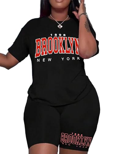 Hilinker Womens 2 Piece Short Sets Summer Outfits Graphic Short