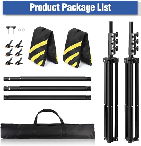 Heavy-Duty Backdrop Stand 10x8.5 ft, Upgrade Telescopic Adjustable Photography Backdrop Stand for Parties, Stage Decoration Stand with Clamps, Sandbags, Carring Bag by Popoko - Image 7