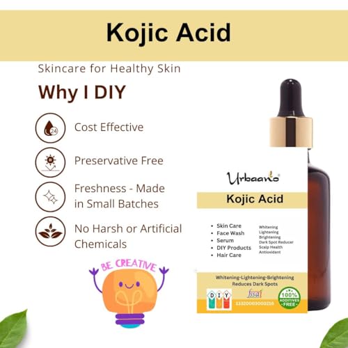 Urbaano Herbal Kojic Acid Powder 25g, DIY Hair Skincare for Making Face Cleanser, Moisturizer, Serum, Body wash & Soap