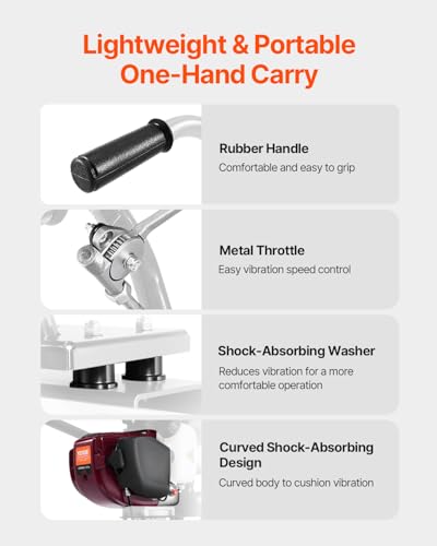 VEVOR Concrete Power Screed, 12 ft Aluminum Board Straight Edge Bar Set, 4 Stroke Cement Finishing Vibrating Motor with Height Adjustable Handles, High Efficient Concrete Tool 6500RPM - Image 5