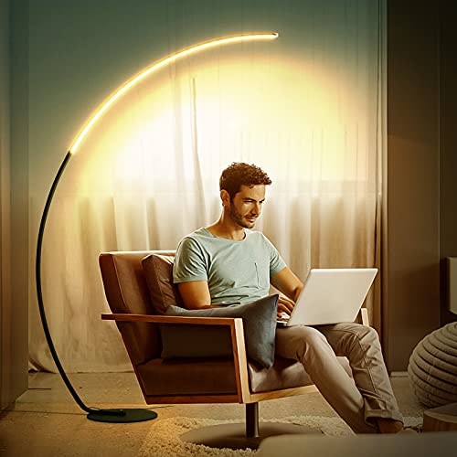Arc Floor Lamp, 67" Tall Black Led Modern Standing Floor Lamp With Remote Control, 3 Color Temperature & Stepless Dimmable Brightness, Arched Bright Floor Lamp For Living Room, Bedroom, Office, Home #TOP5