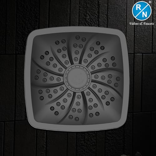 Image of RN PTMT Superior Plastic Overhead Shower with 12 inch Shower Arm (Black) | Shower Size: 13X13cm | RainFall Shower RNPTS28G11