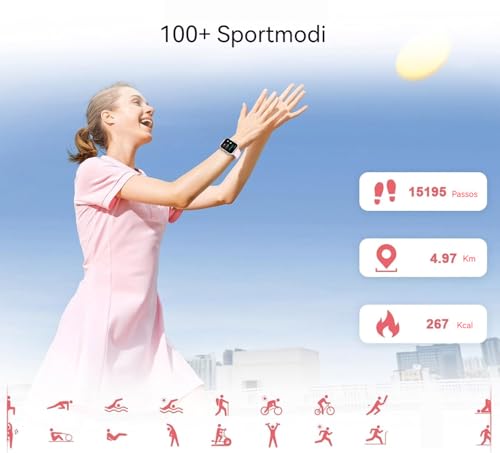 Relógio Inteligente Feminino Rosa, Smartwatch 1.85