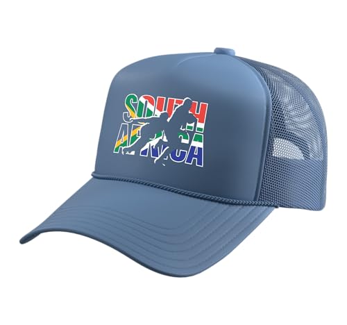 2021 South Africa Rugby Jersey Supporter Fans Kit Springboks Trucker Hat with Adjustable Mesh Back, Light Blue