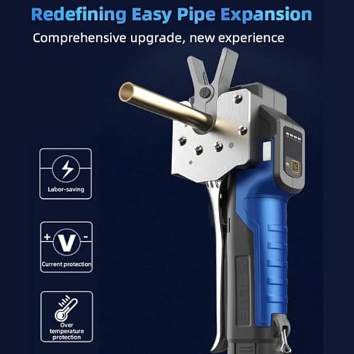 Herramienta de álpado sin Yeso de Cuerda, Expandidora de Tubo de Cobre eléctrico con 8 colisioneros, 1/4-3/4 Inch Contrasink Kit para HVAC Refrigeration, Auto Reverse, LED Light, 2000mAh Battery