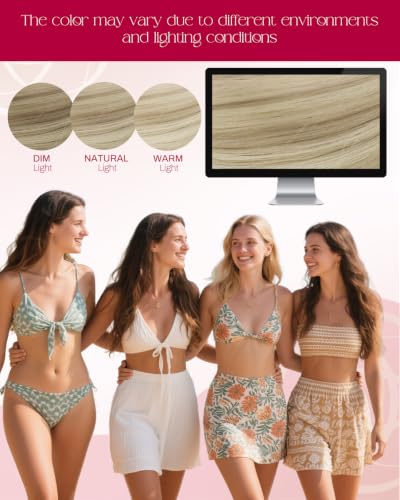 Image of Moresoo Nano Extensions Human Hair, Ash and Bleach Blonde, 16 Inch