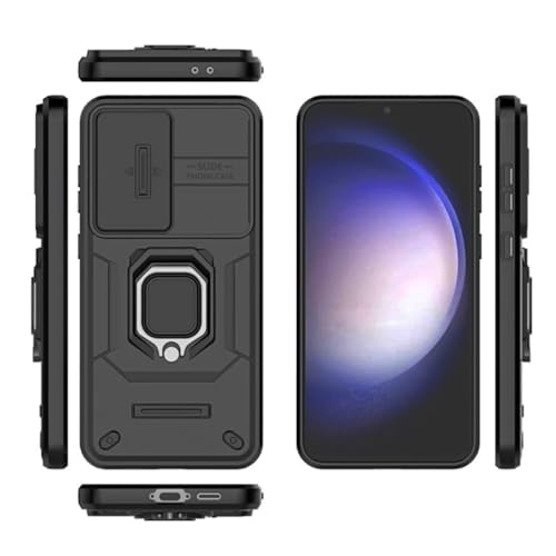 Image of SHINESTAR Tough Armor Samsung S24 FE 5G Bumper Back Case Cover | Ring Holder & Sliding Camera Shield Cover | 360 Degree Protection Back Case Cover for Samsung Galaxy S24 FE 5G (Black)