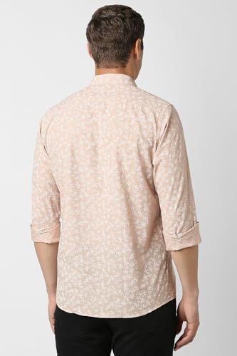 Image of Peter England Men's Slim Fit Full Sleeve Casual Shirt in Slub Cotton with All-Over Leafy Print