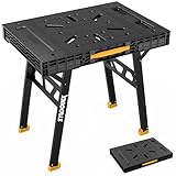 Foldable Work Bench,Easy Step Protable Work Table,34' W x 25' D x 31' H Lightweight Workbench wih 1650 LBS,Work Benches for Garage,Work Bench Suitable for Garage,Workshop and Home (Yellow)