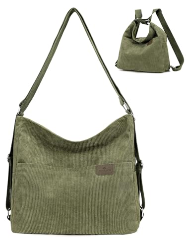 Image of Corduroy Tote Bag for Women Convertible Backpack Purse Crossbody Hobo Handbags for Women College Work Travel