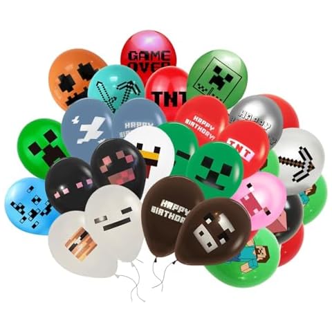 33Pcs Pixel Balloons, Cartoon Birthday Party Balloon Set Cover