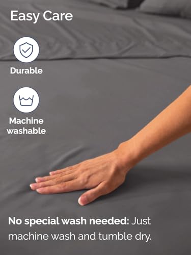 Image of Extra Deep Cal King Fitted Sheet - Single Fitted Sheet Only - Dark Grey | Easily Fits 18 inch to 24 inch Mattress, Soft, Wrinkle Free, Breathable & Comfy, Extra Deep Pockets Hotel Luxury Fitted Sheet
