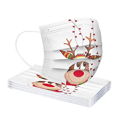 Tomatoa 10 Stück Weihnachten Einmal-Mundschutz, Erwachsene, Staubs-chutz Atmungsaktive Drucken Mundbedeckung, Bandana Face-Mouth Cover Sommerscha Cover