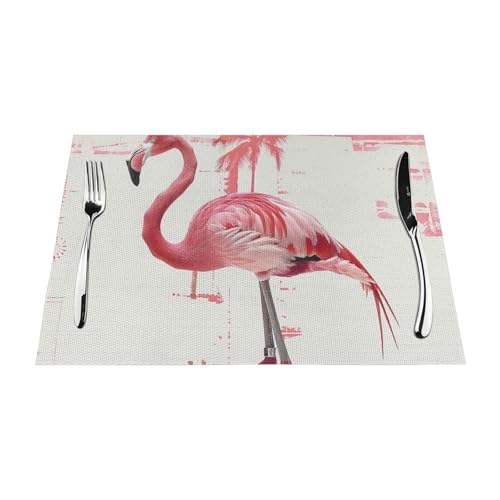 Set de table PVC imprimé flamant rose lavable antidérapant résistant