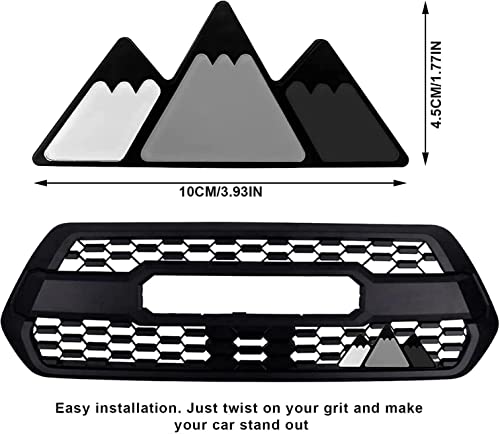 Image of Tri-Color Grille Snow Mountain Shape Emblem Decoration Car Truck Badge Accessories Suitable for Tacoma 4Runner Tundra Sequoia Rav4 Highlander (White Light Gray Black)